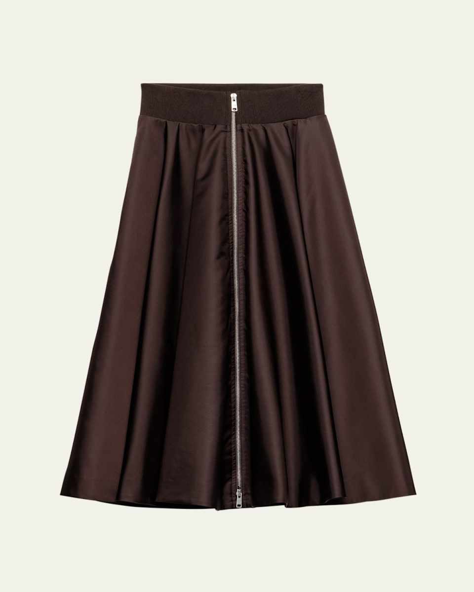 Re-Nylon Zip-Front Midi Skirt